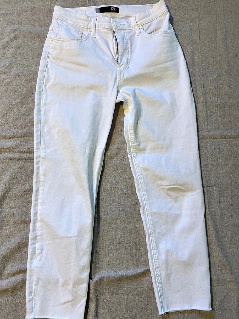 KUT from the Kloth Rachael Fab Ab Mom Jean High Rise Straight Leg Jeans White